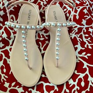 Stuart Weitzman Jelly Pink Pearl Sandals 8